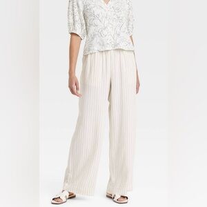 Women's A New Day Mid-Rise Wide Leg Linen Pull-On Pants